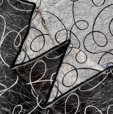 Ткань Портьерная блэкаут двухсторонняя в.= 280 см (вензель черный/белый)