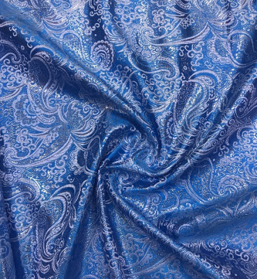 Ткань парча ш. 150мм (голубой/серебро)